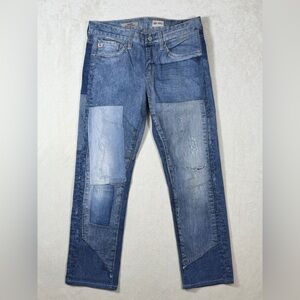 AG Adriano Goldschmied Size 25R Drew Slim Boyfriend Women's Blue Patchwork Jeans